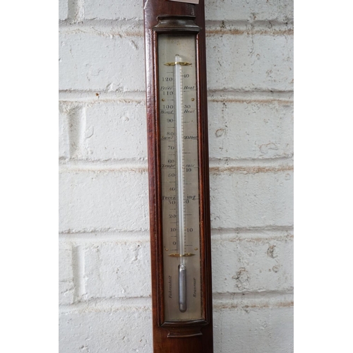 13 - A Georgian style mercury stick barometer and thermometer, dial marked J. Blatt, Brighton, in mahogan... 