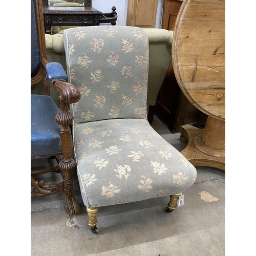 41 - A Victorian upholstered nursing chair, width 54cm, depth 64cm, height 86cm