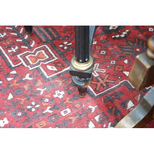 52 - A Victorian circular gilt metal mounted ebonised centre table with pietra dura top, diameter 57cm, h... 