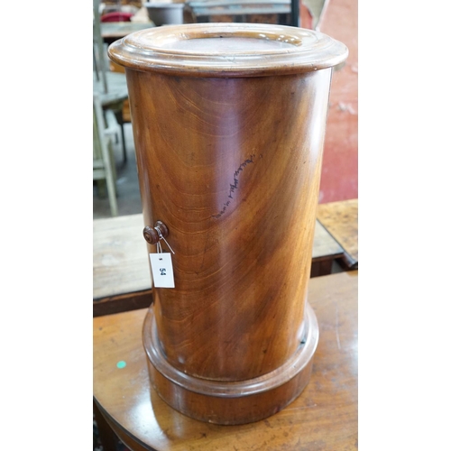 54 - A Victorian mahogany cylinder pot cupboard, diameter 38cm, height 73cm