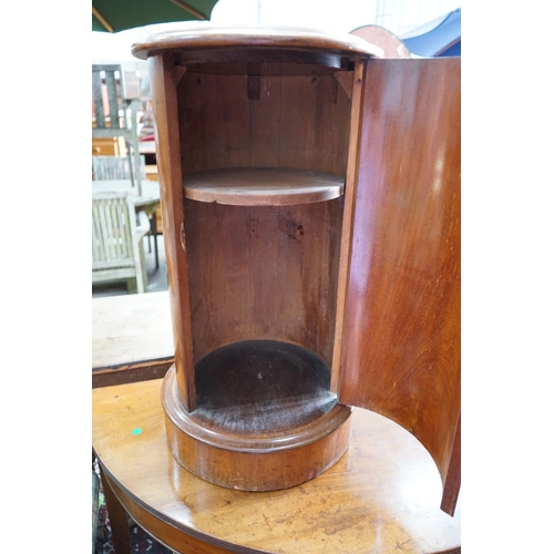 54 - A Victorian mahogany cylinder pot cupboard, diameter 38cm, height 73cm