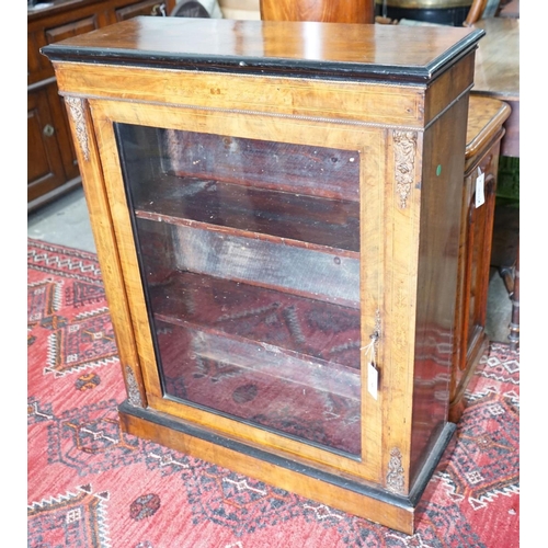 56 - A Victorian inlaid walnut gilt metal mounted pier cabinet, width 80cm, depth 30cm, height 101cm... 