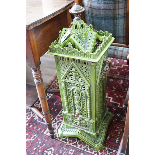 60 - A late 19th century French enamelled conservatory heater, height 80cm