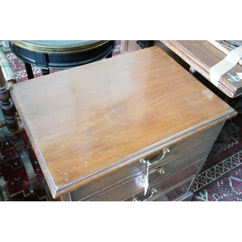 61 - A 19th century mahogany hinge top commode with dummy drawer front, width 65cm, depth 47cm, height 71... 