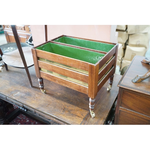 64 - A 19th century mahogany two division planter with brass liners converted from a Canterbury, width 50... 