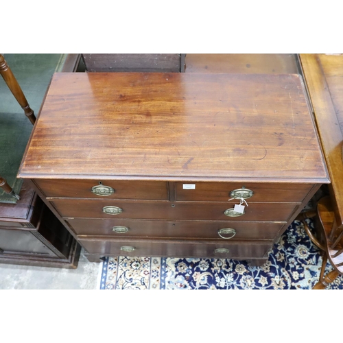 66 - A George III mahogany straight front chest, fitted three long drawers and two short drawers, width 1... 