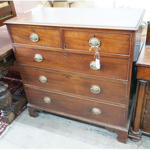 66 - A George III mahogany straight front chest, fitted three long drawers and two short drawers, width 1... 