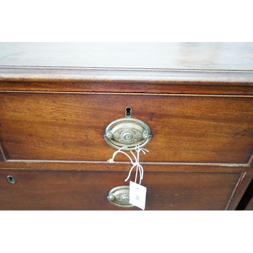 66 - A George III mahogany straight front chest, fitted three long drawers and two short drawers, width 1... 