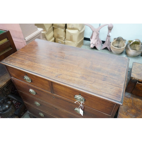 66 - A George III mahogany straight front chest, fitted three long drawers and two short drawers, width 1... 