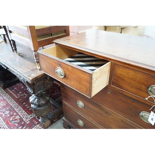 66 - A George III mahogany straight front chest, fitted three long drawers and two short drawers, width 1... 