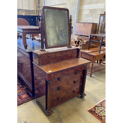 67 - A 19th century French mahogany dressing chest, width 89cm, depth 50cm, height 165cm