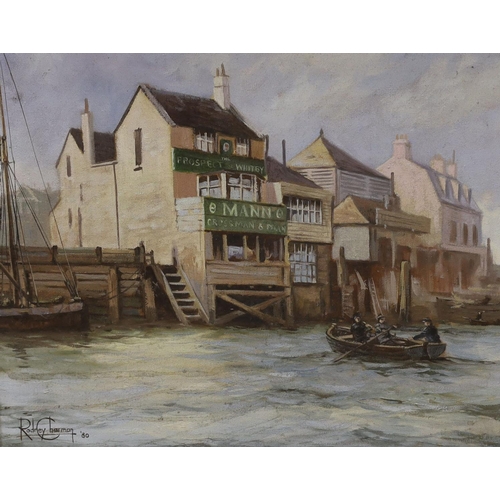 681 - Rodney Charman (1944-), oil on canvas, 'The Prospect of Whitby', signed and dated '80, 40 x 50cm... 