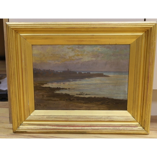 687 - Beatrice Bright (1861-1940), oil on millboard, Coastal landscape at sunset, signed, 25 x 35cm... 