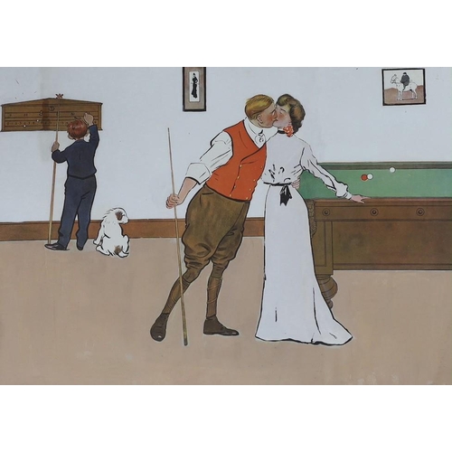 692 - After Lance Thackeray, set of four prints, A Billiard Match, framed, 29 x 41cm