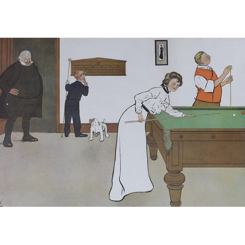 692 - After Lance Thackeray, set of four prints, A Billiard Match, framed, 29 x 41cm