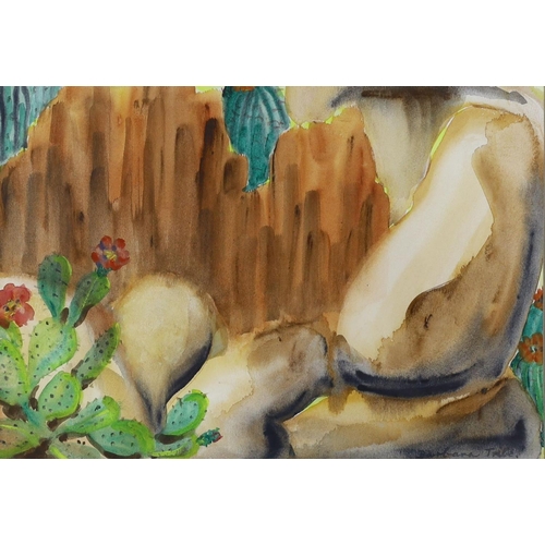 693 - Barbara Tribe (1913-2000), two watercolours, Texas Canyon, Prickly Pear, Arizona and Waterfall, Colo... 