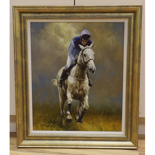 699 - Graham Isom (1945-), oil on canvas, Richard Dunwoody on Desert Orchid, signed, 59 x 49cm... 