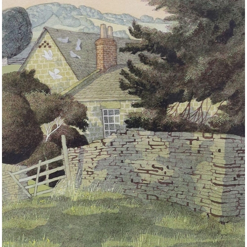 704 - Simon Palmer (1956-), three watercolours, 'Meeting on the hill', 'Time to look' and 'The garden wall... 