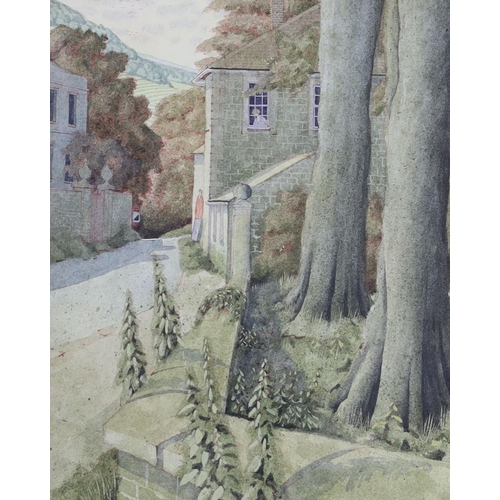 704 - Simon Palmer (1956-), three watercolours, 'Meeting on the hill', 'Time to look' and 'The garden wall... 