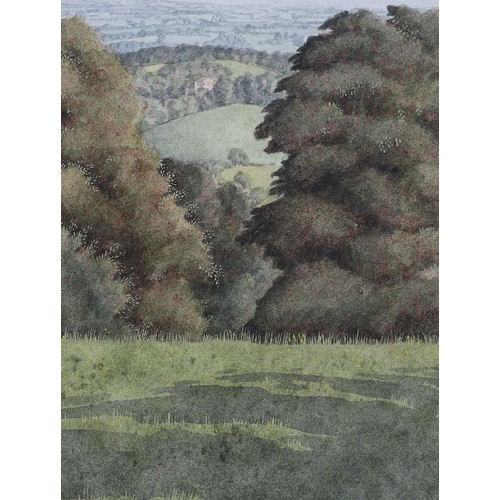 704 - Simon Palmer (1956-), three watercolours, 'Meeting on the hill', 'Time to look' and 'The garden wall... 