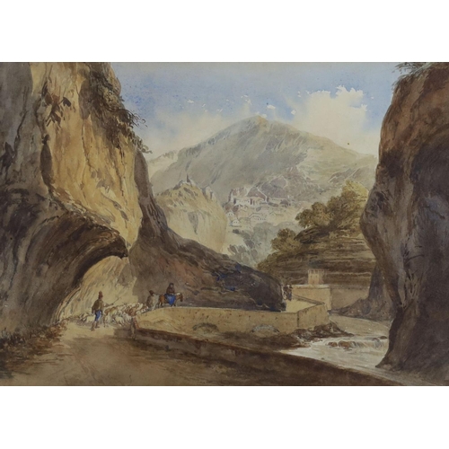 711 - 19th century English School, two watercolours, Mountainous landscapes in Greece and The Alps, larges... 