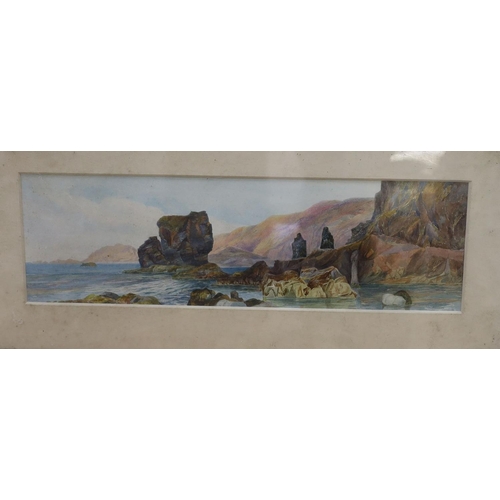 713 - F.E. Thomas (19th C.), three watercolours, 'In a wood, Clackford, South Devon', 'Les Autelets, Sark'... 