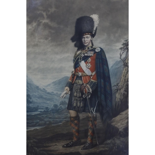 717 - H. Macbeth-Raeburn, colour mezzotint, HRH The Prince of Wales in Highland Regimental Uniform, signed... 