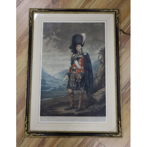 717 - H. Macbeth-Raeburn, colour mezzotint, HRH The Prince of Wales in Highland Regimental Uniform, signed... 