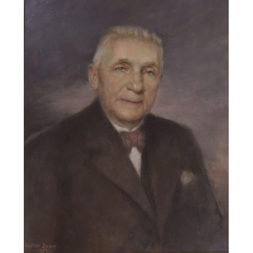 718 - Gustav Bohm (b.1885), oil on board, Portrait of a gentleman, signed and dated 1951, 51 x 42cm... 