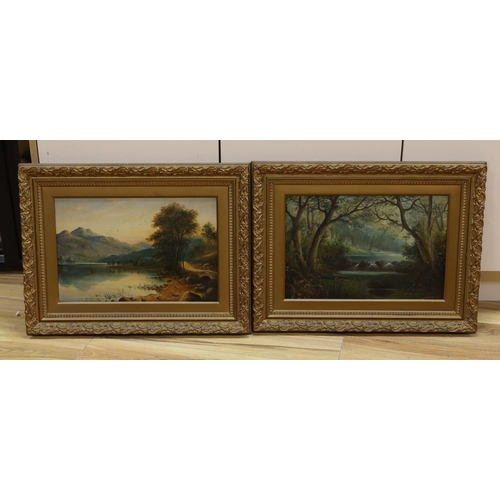 719 - G. Martin, pair of oils on board, Wooded river landscape and Loch scene, one signed and dated '82, 3... 