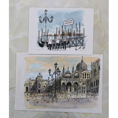 727 - Robert Tavener (1920-2004), two hand coloured lithographs, 'St Mark's Venice' and 'Gondoliers', sign... 