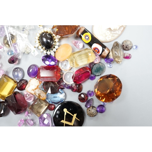 933 - A quantity of assorted unmounted cut gemstones including small diamonds and other minor jewellery.... 