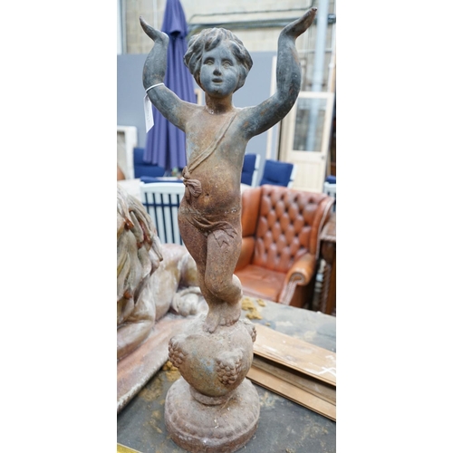 1003 - A cast iron garden ornament, height 81cm