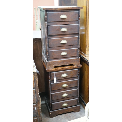 1005 - A pair of hardwood four drawer bedside chests, width 47cm depth 38cm height 74cm