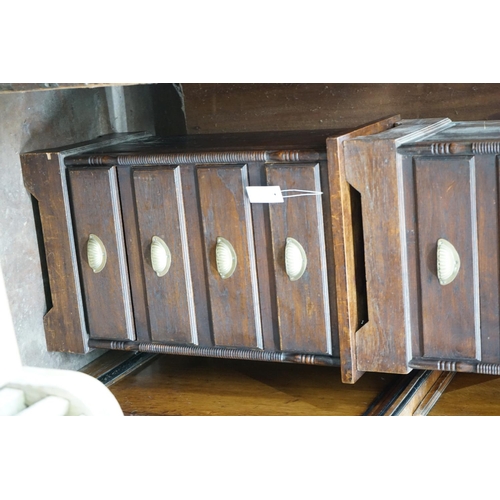 1005 - A pair of hardwood four drawer bedside chests, width 47cm depth 38cm height 74cm