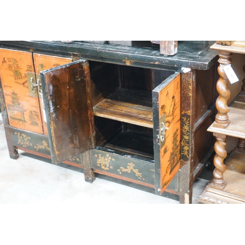 1011 - A Chinese lacquered low cabinet, width 112cm depth 41cm height 75cm