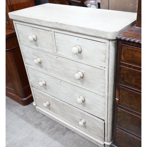 1014 - A Victorian later painted chest of two short and three long drawers, width 102cm depth 48cm height 1... 