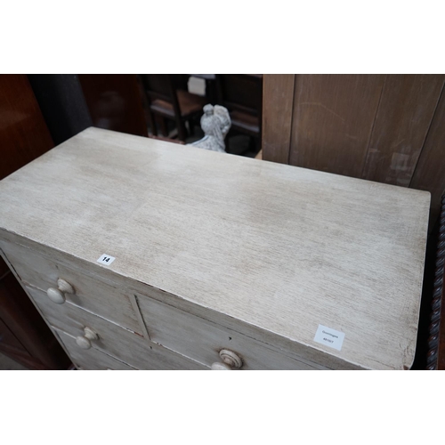 1014 - A Victorian later painted chest of two short and three long drawers, width 102cm depth 48cm height 1... 