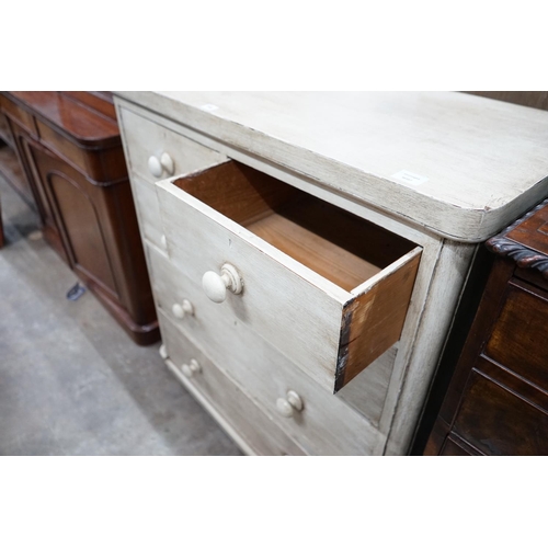 1014 - A Victorian later painted chest of two short and three long drawers, width 102cm depth 48cm height 1... 