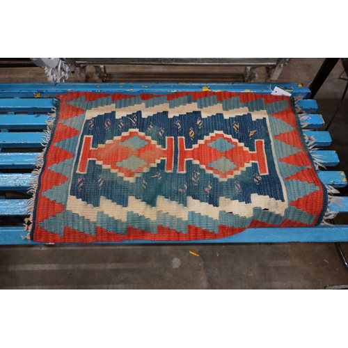 1031 - A Kelim flatware runner, 280 x 80cm and two smaller Kelim flatweave rugs