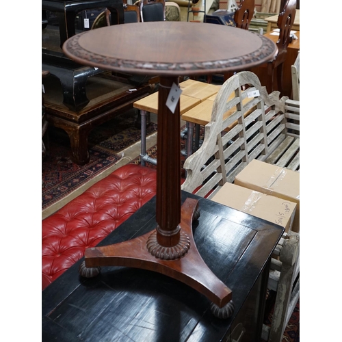 1035 - A Gillows style circular mahogany wine table, diameter 50cm height 71cm