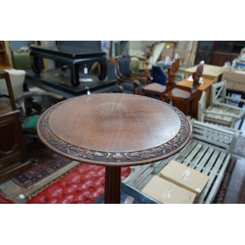 1035 - A Gillows style circular mahogany wine table, diameter 50cm height 71cm