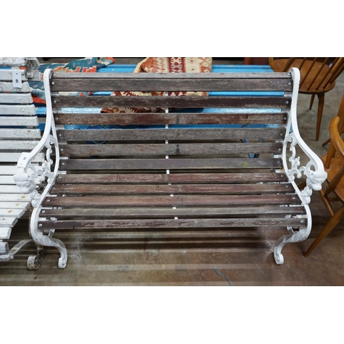 1046 - A Victorian style painted slatted wood garden bench, length 117cm width 60cm height 78cm... 