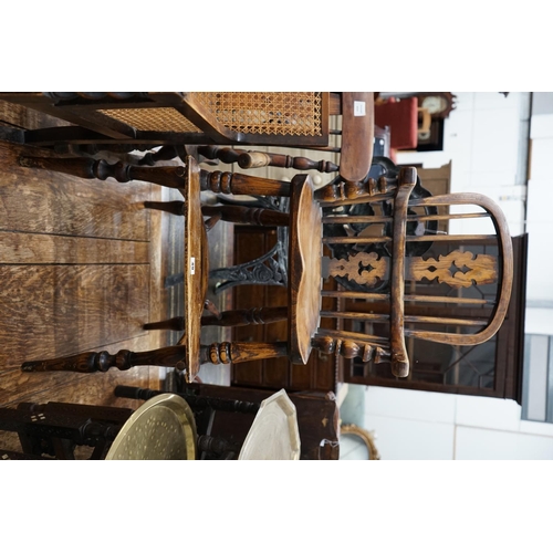 1049 - A Victorian elm and beech Windsor child's rocking chair, a Victorian style Windsor high chair and on... 