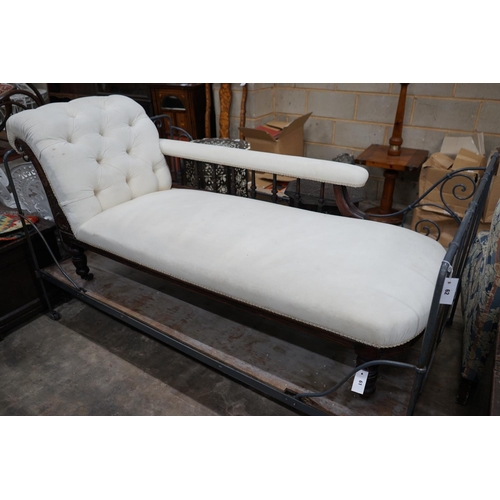 1061 - A late Victorian mahogany chaise longue, length 180cm depth 64cm height 80cm