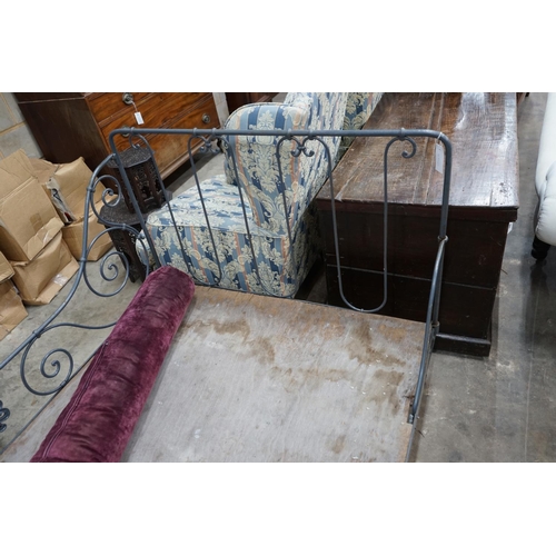 1062 - A late Victorian wrought iron bed frame, length 188cm depth 110cm height 96cm