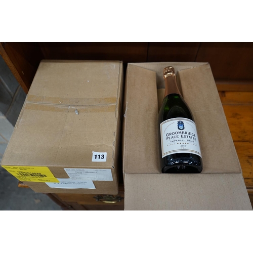 1113 - Twelve bottles of Groombridge Place Estate Imperial Brut 2009 English sparkling wine