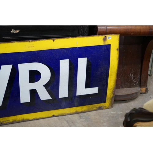 1117 - A vintage Bovril advertising sign, width 196cm height 70cm