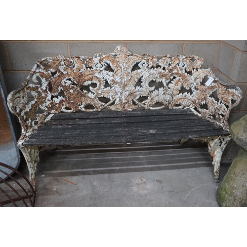 1120 - A Coalbrookdale fern pattern bench (a.f.), width 154cm depth 58cm height 94cm