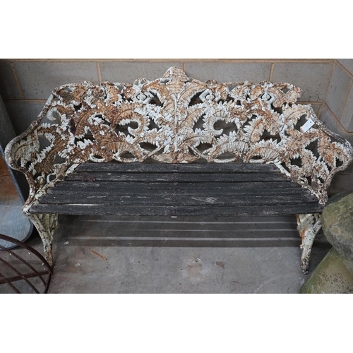 1120 - A Coalbrookdale fern pattern bench (a.f.), width 154cm depth 58cm height 94cm